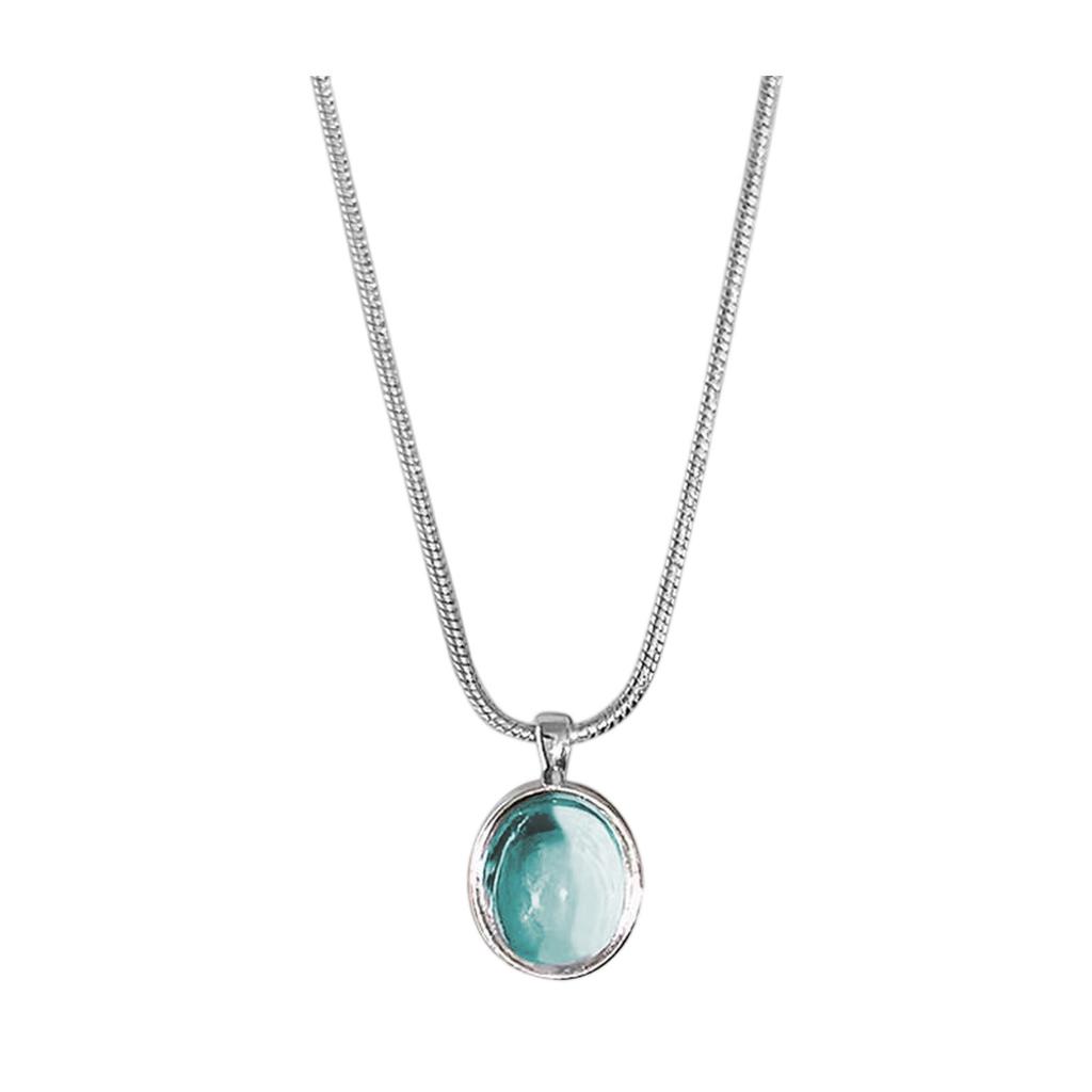 Hailanbao Necklace Trendy Moonstones Originals Design Light Luxury Niches Elliptical Pendant Snake Bones Collarbone Chain