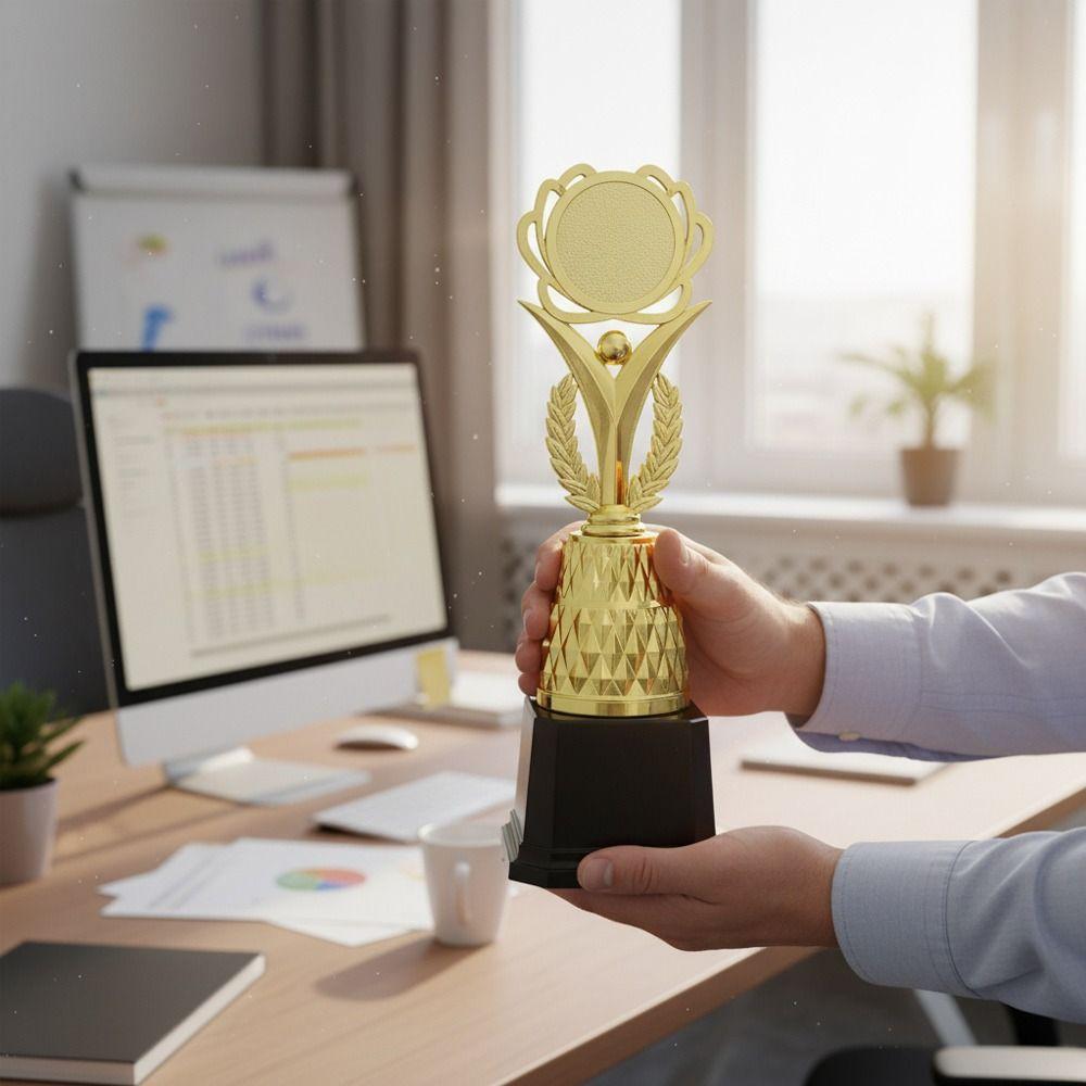Gold Color Gold Trophy 20.5/23.5/26.5/27.5 CM Plastic Trophy Creative Award Cup  Ceremony