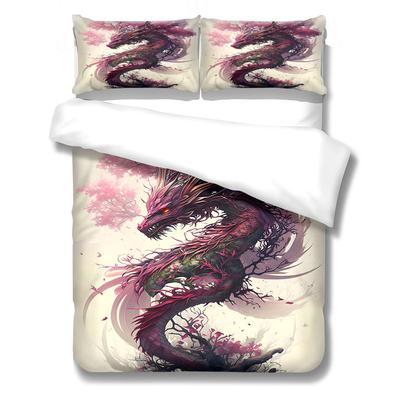 Juego de Funda Nórdica Dragón Oriental King Queen Doble Completo Twin Individual Juego de Ropa de Cama