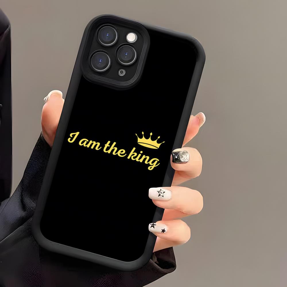 KING Queen Crown Letter Phone Case For IPhone 17 Air 16 E 15 14 Plus 13 12 11 Pro Max Black Sky Eye Stepped Protective Case iPhone 13 Pro Max