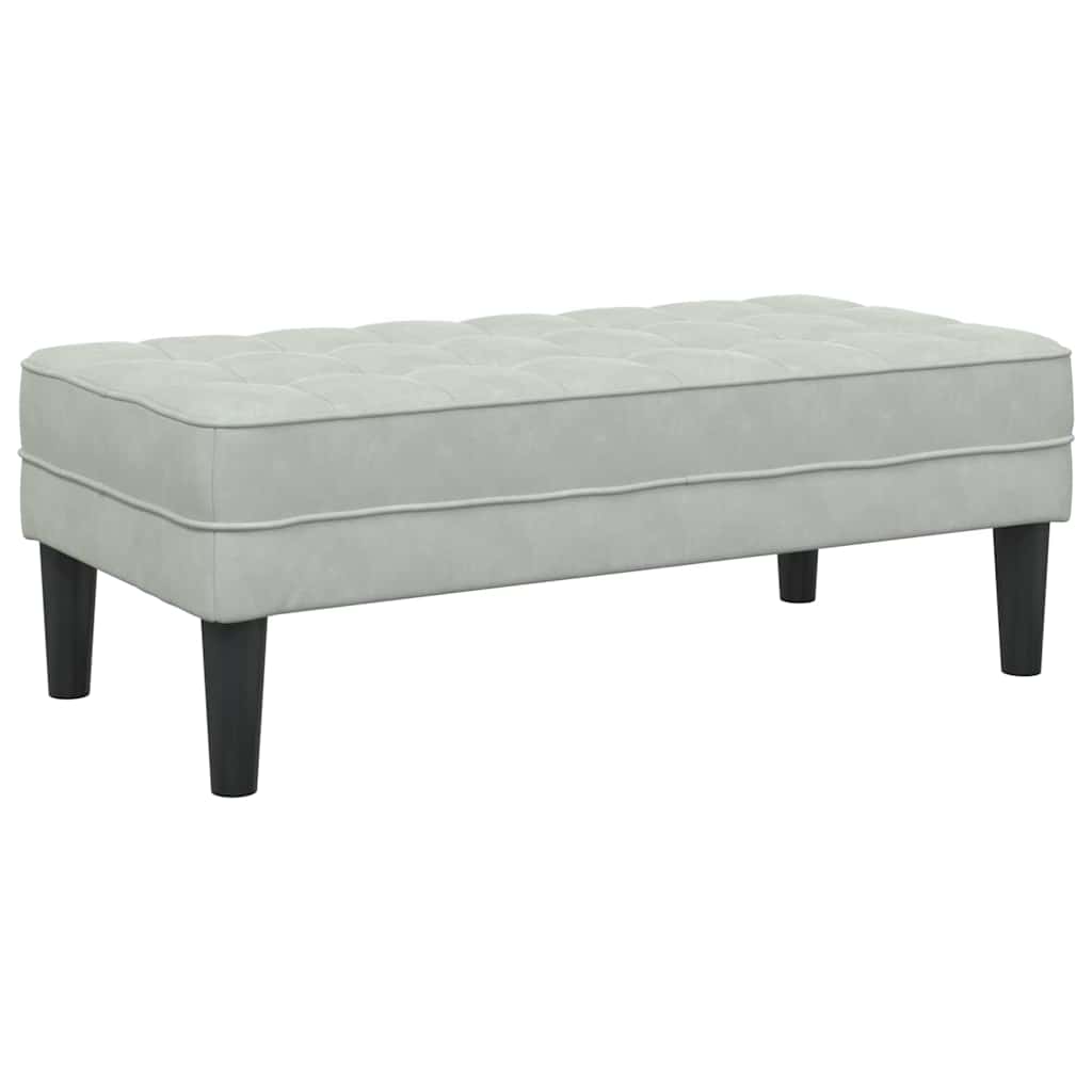 Banco Otomano com Almofada Cinza Claro 113 x 57 x 39 cm Veludo