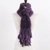 New Lady Knitted Real Rex Rabbit Fur Tassel Scarves Women Winter Warm Natural Rex Rabbit Fur Muffler Thick Knit Real Fur Scarf