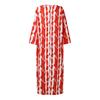 Oversized Women V Neck Long Sleeve Floral Print Casual Loose Maxi Kaftan Dress Robes