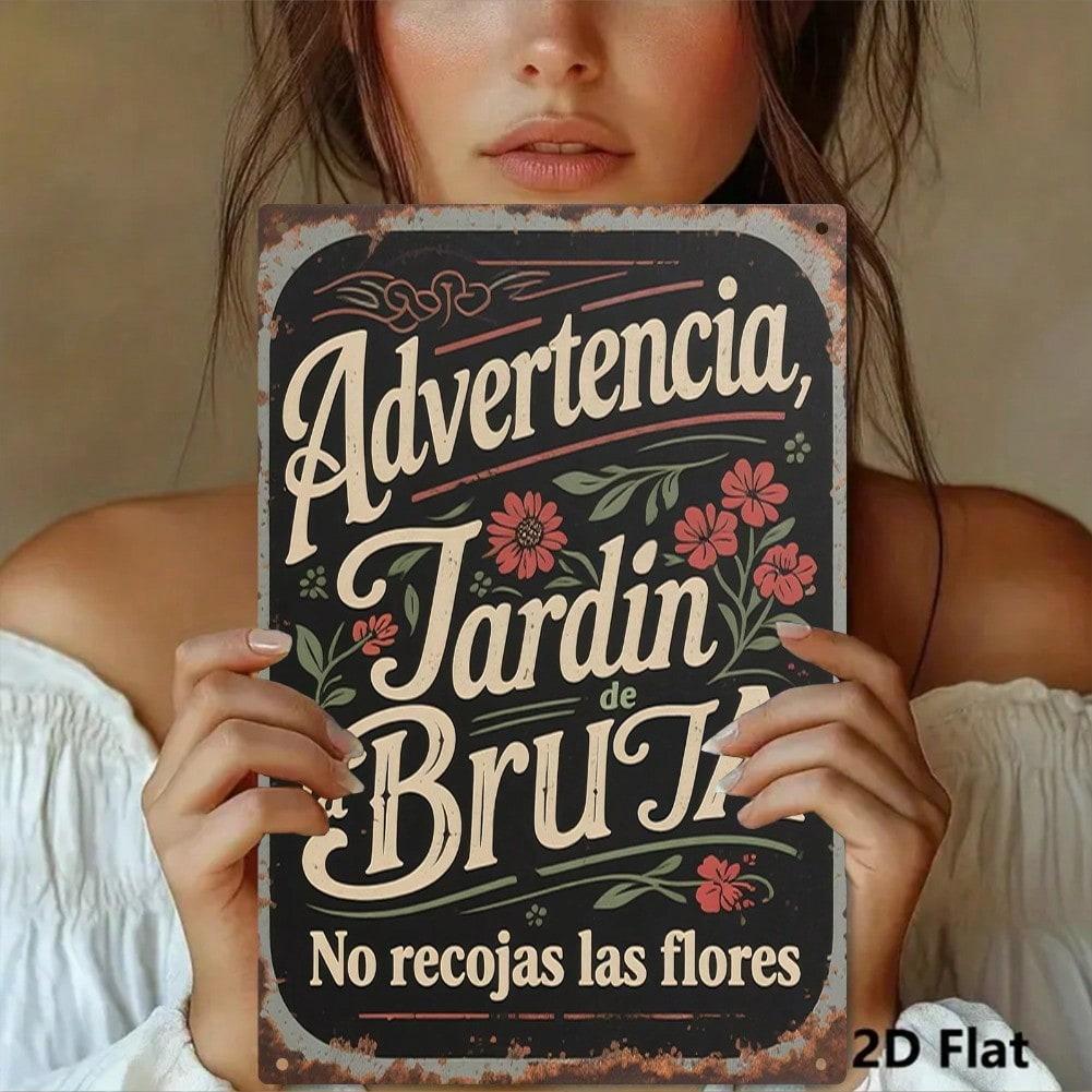 Vintage Spanish Witch Garden Metal Wall Art Floral Sign Perfect for Patio Living Room Balcony Decor Halloween Gift