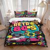 3pcs Retro 80s Duvet Cover Set for Bedroom - Includes 1 Duvet Cover and 2 Pillowcases (Core Not Included) Yy251015204