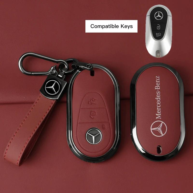 GLC GLB Car Remote Keyshell Cover Zinc Alloy Leather Key Case Accessories For Mercedes Benz AMG W177 W176 X166 X167 C257 C218 X