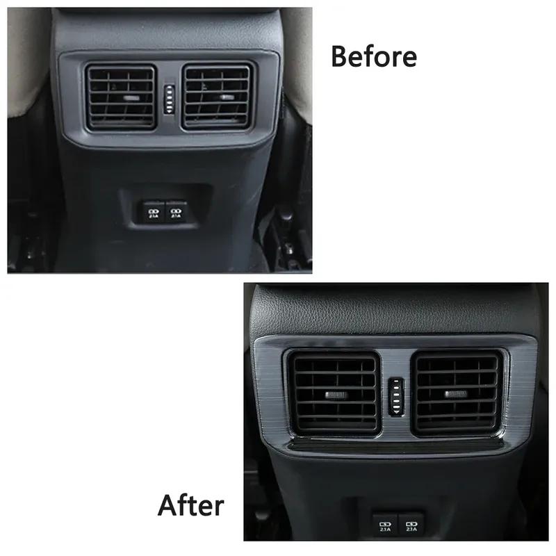 For Toyota Rav 4 Rav4 5 Gen -2025 Center Console Armrest Box AC Outlet Vent Flame Trim Stainless Steel Accessories