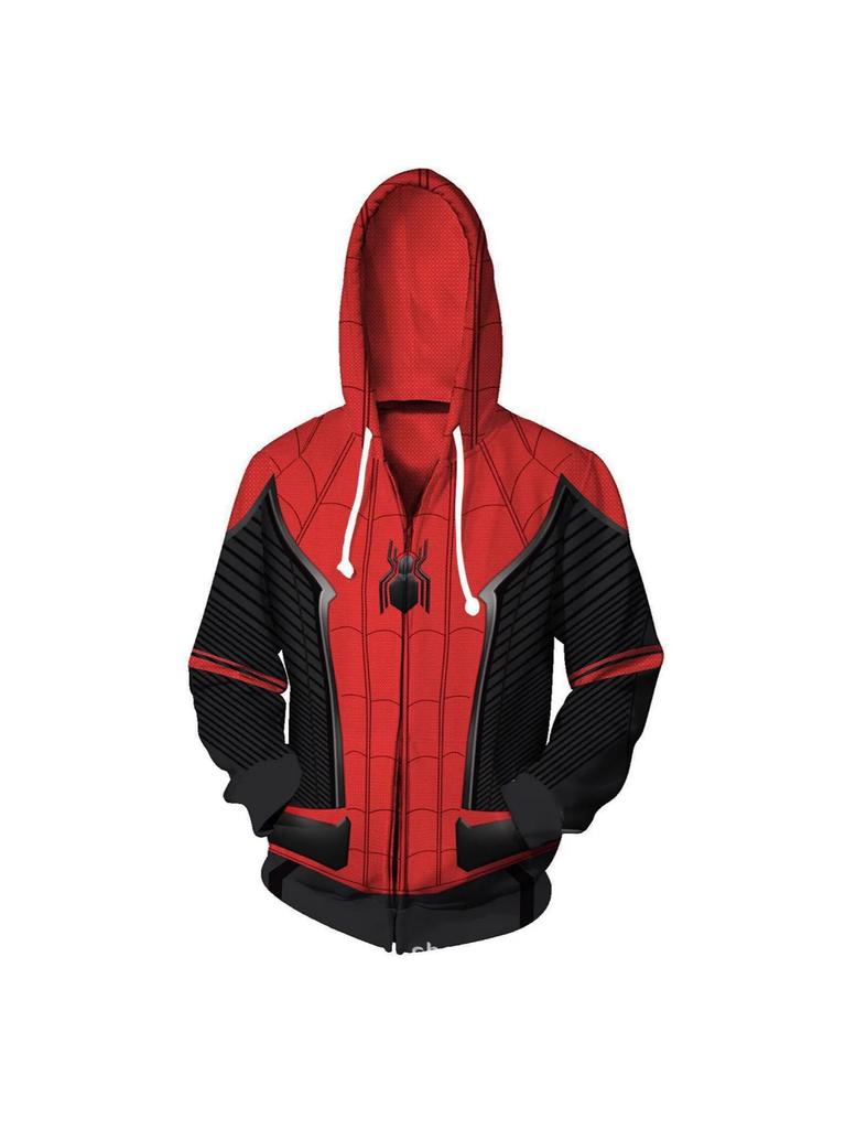 Felpa con zip 3D Marvel Spider-Man Into the Spider-Verse Miles Costume Cosplay Giacca per Uomo