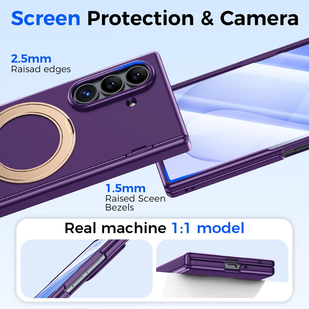 Samsung Galaxy Z Fold 8 Ultra Schutzhülle mit integriertem Displayschutz, Magnetring und Stoßabsorption - Lila