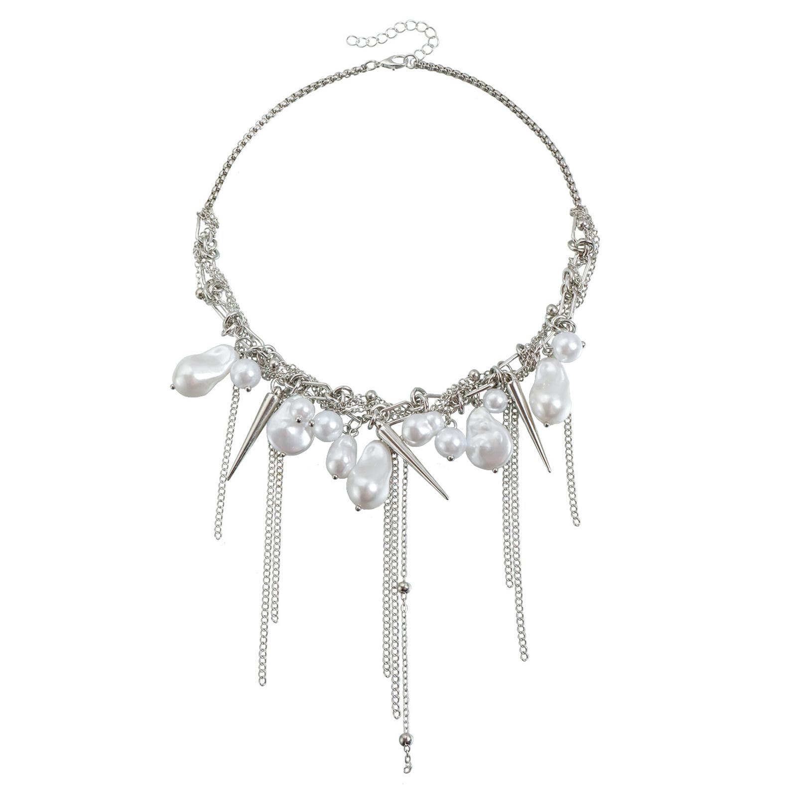

Sweet Cool Girls Fashion Pearls Tassels Necklace Adjustable to 45cm Lightweight Alloy Comfortable Wear for Daily Party 1