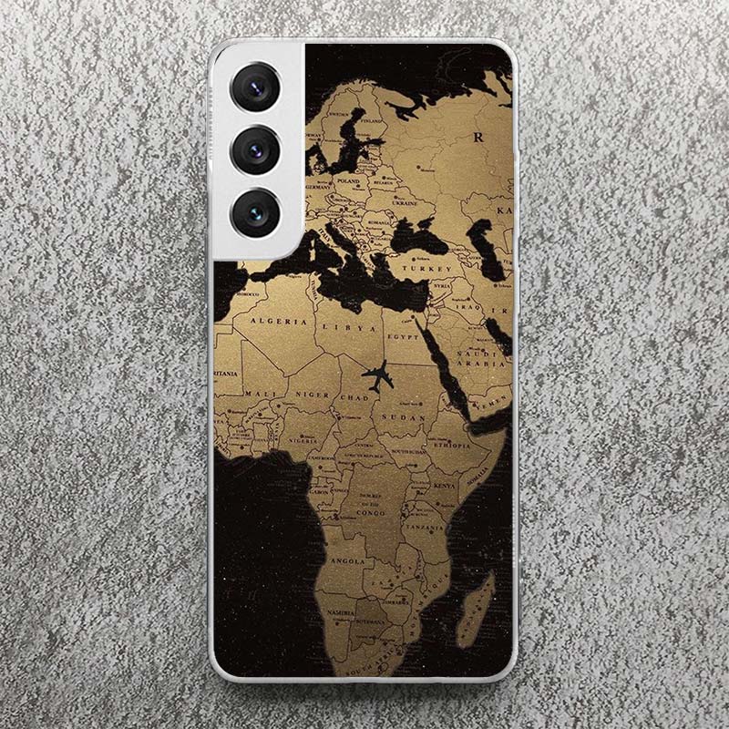 World Map Travel Plans Print Soft Case for Samsung Galaxy S25 S24 S23 S22 Ultra S21 Plus S20 FE Phone Shell S10 + Pattern Cover