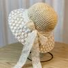 Crochet Bow Straw Hat Lace Beach Fisherman Hat Elegant Sunscreen Bucket Hat  Summer