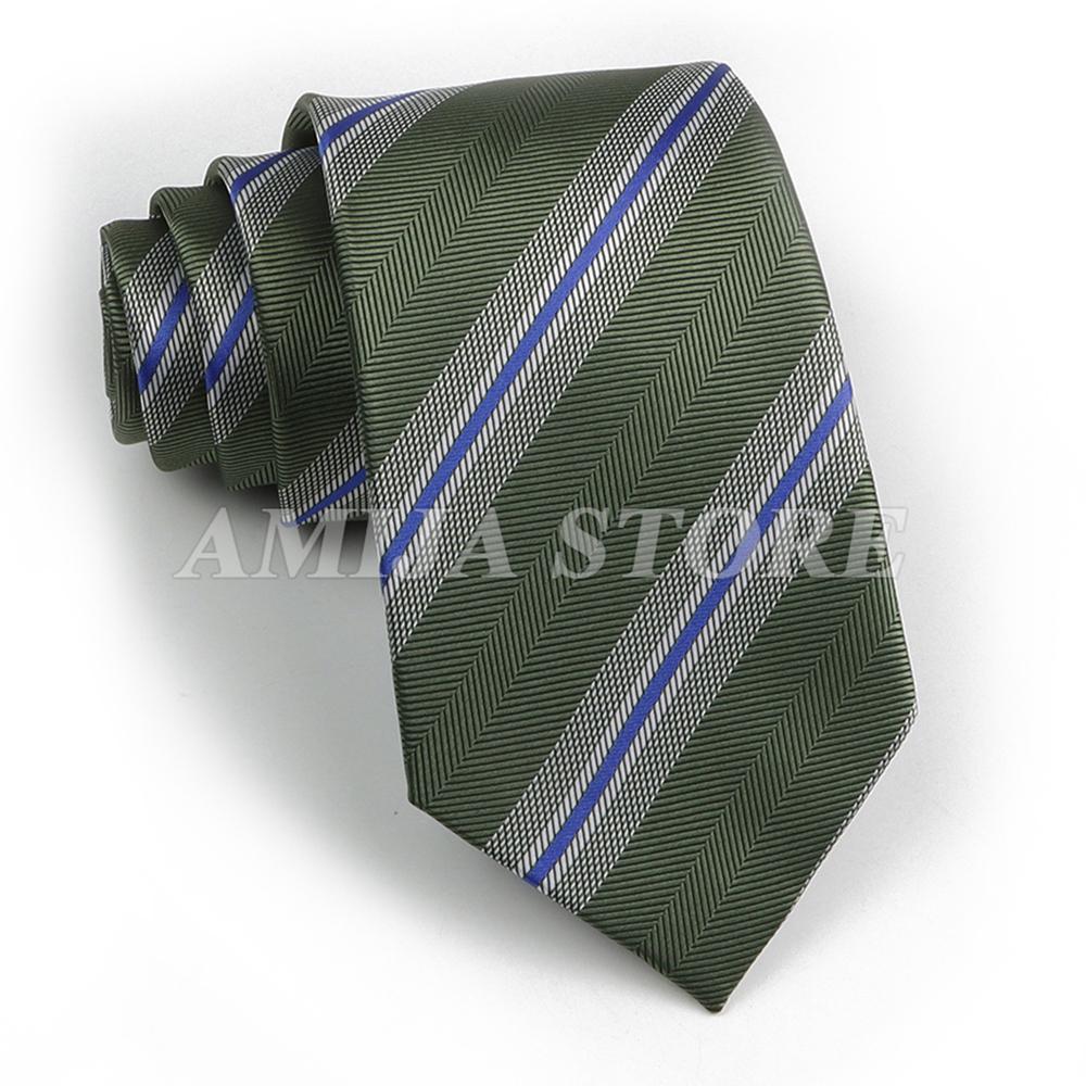 Men's Fashion Tie 7.5cm Tie Sage Green Orange Stripes Ties Business Meeting Suit Wedding Party Office Tie Men's Gift  Accessorie