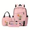 New Labubu Labubu Backpack, Meal Bag + Pencil Bag, Primary and Secondary School Student Schoolbag Three-piece Set, Large Capacity