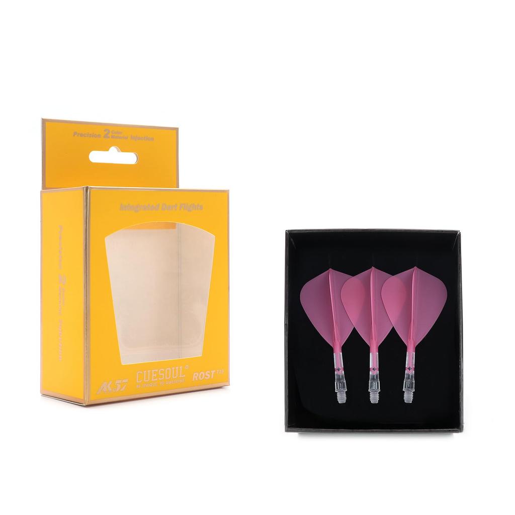 Cuesoul ROSTAK57 T19 Series Mixed Shaft Integrated Kite Shape Set of 3 Two-Tone Dual-Material Flights, Series, (Pink) CS-AK57FZ6S