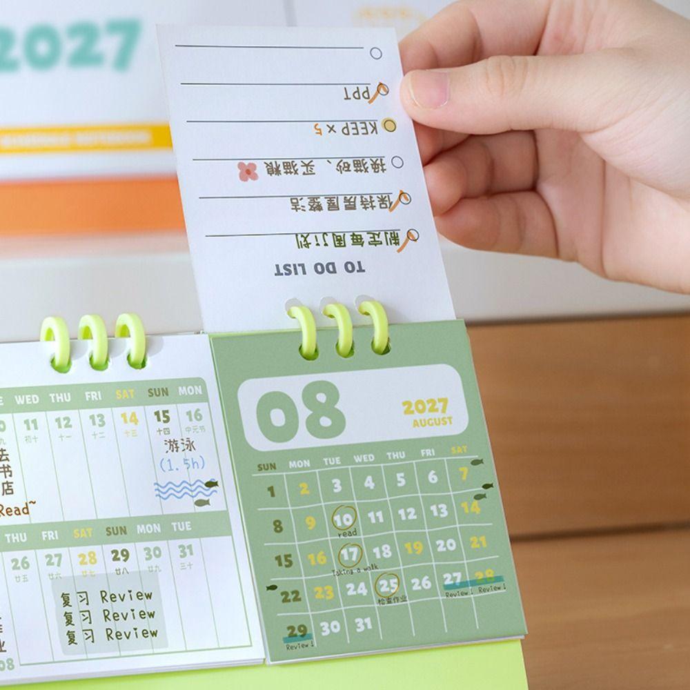 Simple Design 2027 Desk Calendar Mini Size Monthly Planner Portable Triangle Calendar Office Use