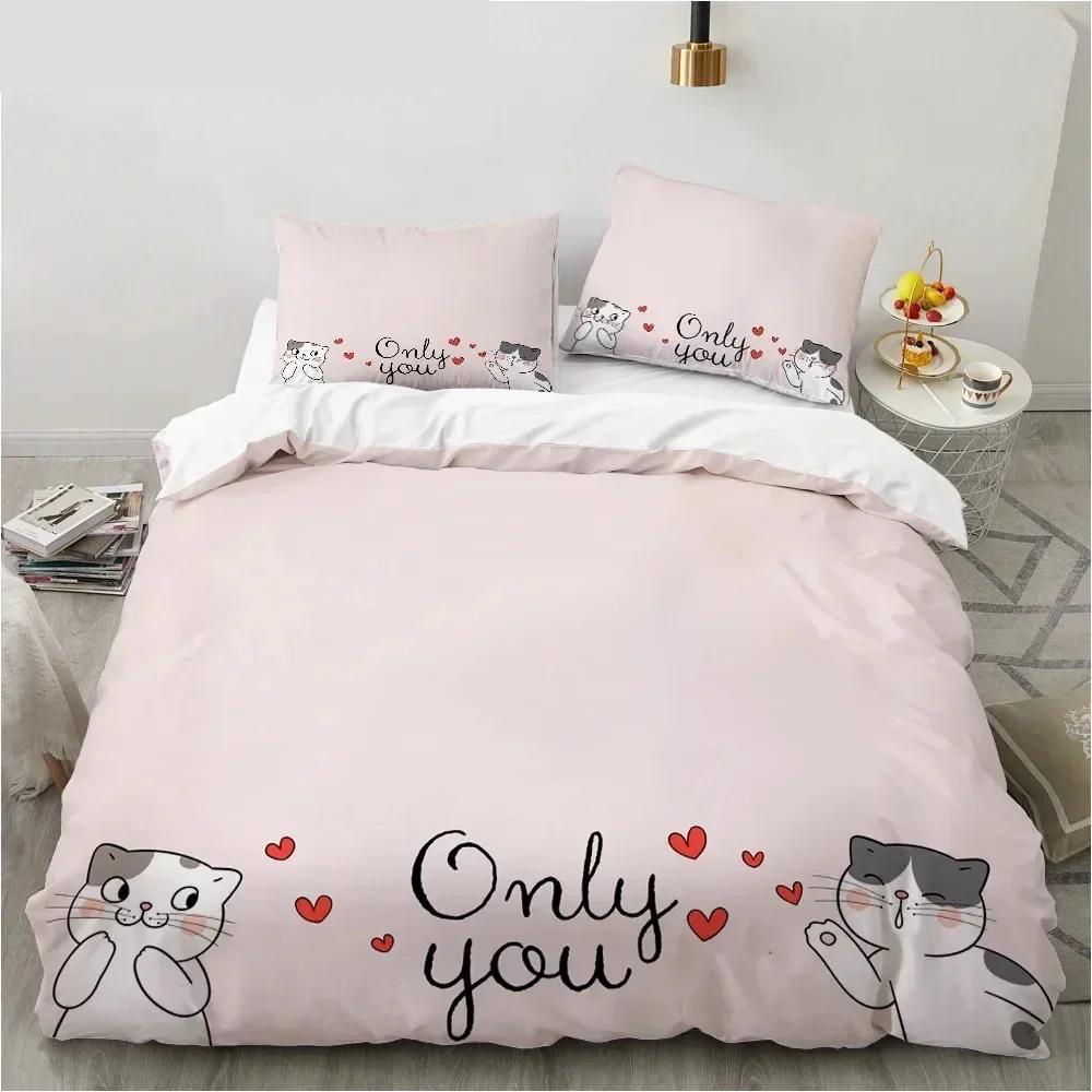 

Comforter New 3D Print Cartoon Cat And Fish Bedding Set 3D Printed Suitable For Bedroom Kids Home Textile Comforter (quilt)-EU Single(135*200cm)3pcs