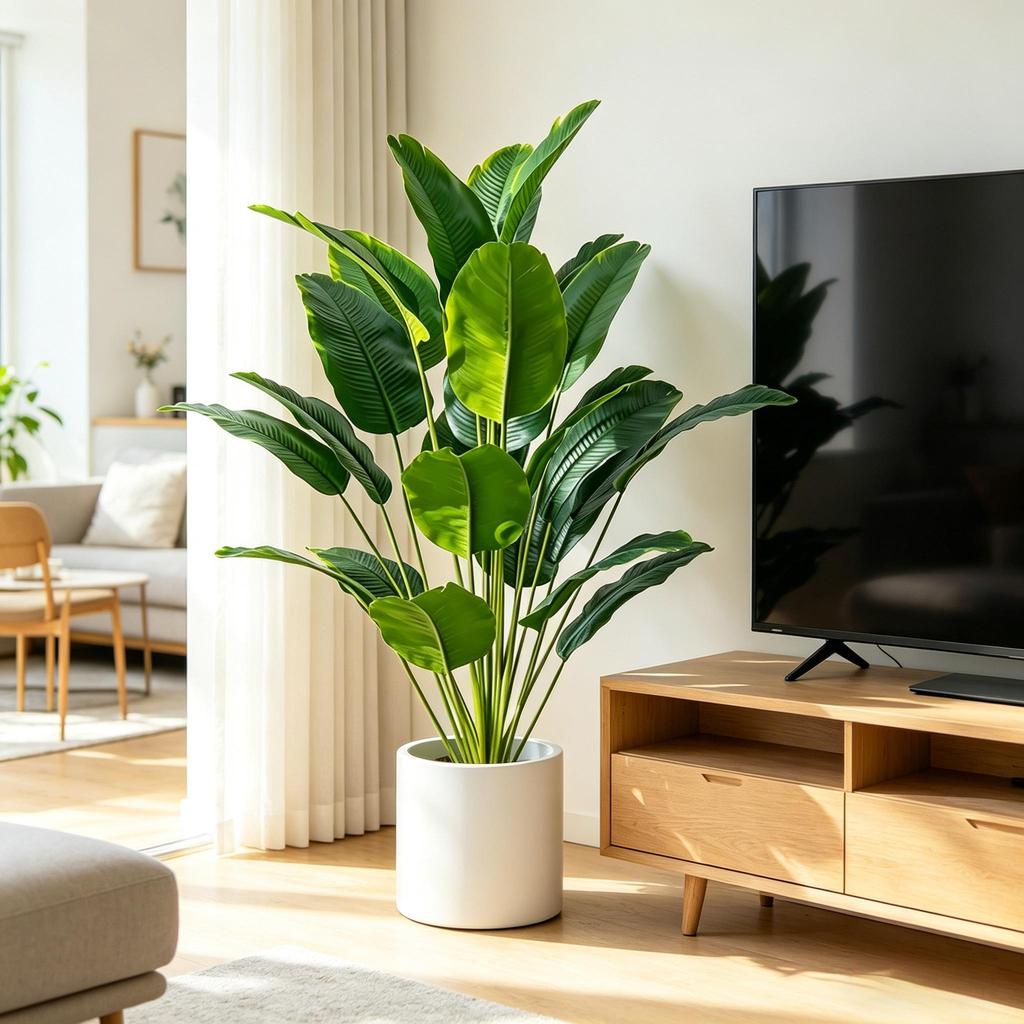 67-112cm Large Artificial Plants Bird of Paradise Tree Tropical Fake Banana Leaves Plastic Palm Plants for Home Garden Decor