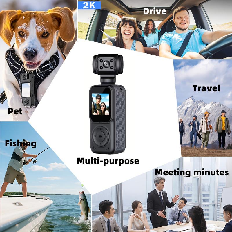 WIFI Control 2K Handheld Sports Camera 270° Rotatable Video Recorder Night Vision Function Suitable for Outdoor Cycling, etc