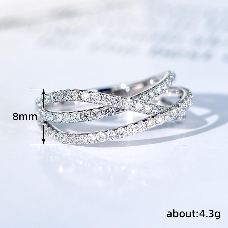 Multi-Layer Cross Zircon Ring Women, Fashion Personality Cold Wind Ring, Tide Internet Celebrity Classic Ring