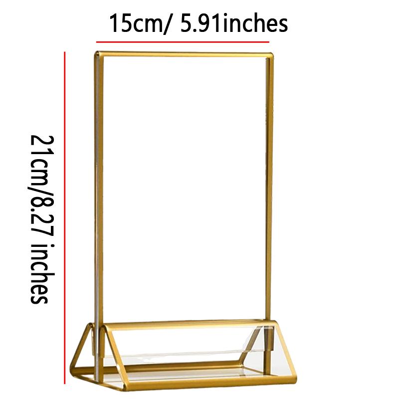 3D Transparent Gold Borders Double-sided Acrylic Sign Holder Wedding Table Number Card Creative Desktop Menu Clip Decoration