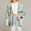 Women's Fashion Long Sleeve Print V-Neck Button Loose Cardigan Top