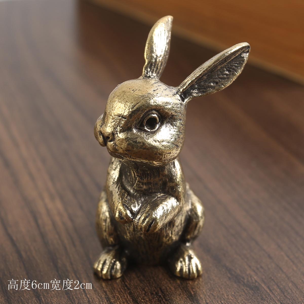 

Латунный зодиакальный кролик маленькое украшение украшение рабочий стол креативный ретро чайный питомец чистая медь маленькие медные поделки