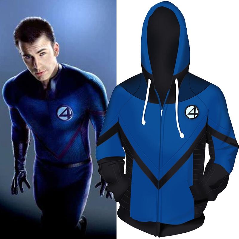 Zip Fantastic Four Hoodie Sweatshirt Sweater Unisex Cosplay Costume Coat Tops