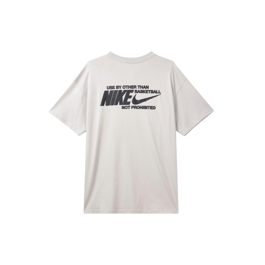 Nike Solid Ribbed Crew Neck Print Back Short Sleeve T-Shirt Men Tops Gray DZ3028-012