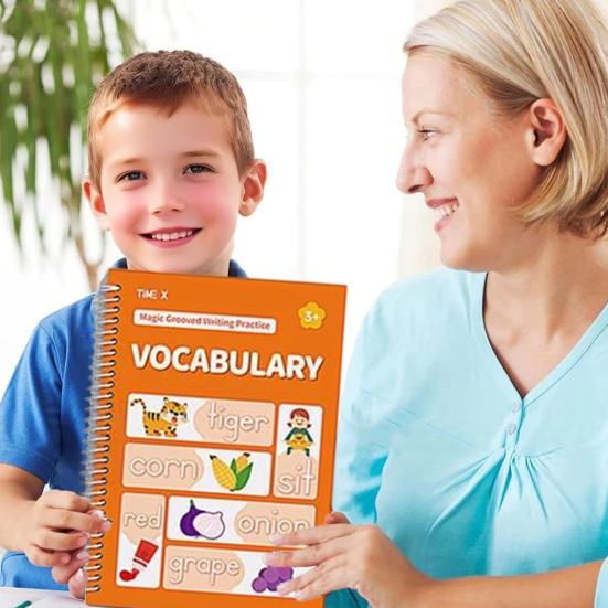 Grooved Writing Practice Book with Pens Refills Pencil Gripper Reusable Kids Handwriting Practice Workbooks Alphabet Tracing Learning Book