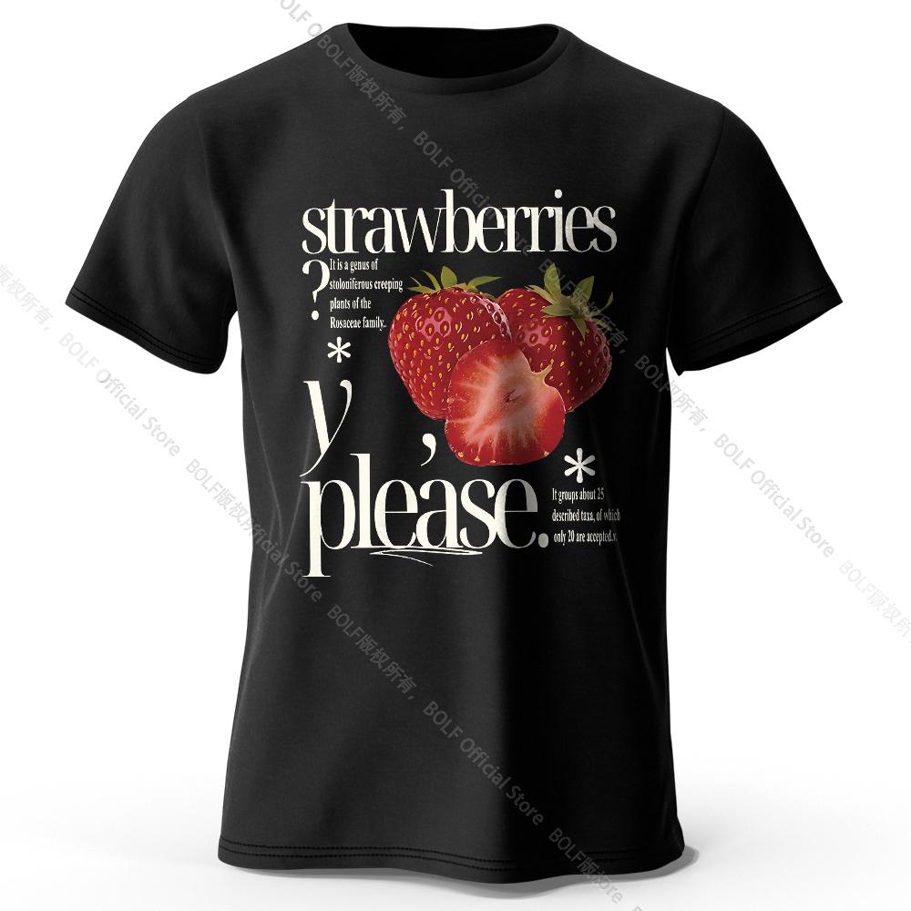 Modernes Erdbeer-Grafik-T-Shirt 100% Baumwolle - Elegantes zeitgenössisches Design Atmungsaktives Alltags-Essential