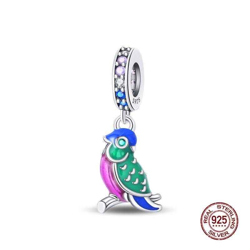 Original Charms Copper Parrot & Bird Charms Bead Fits Women 3Mm Original Bracelet Necklace Diy Fine Jewelry Gift New In