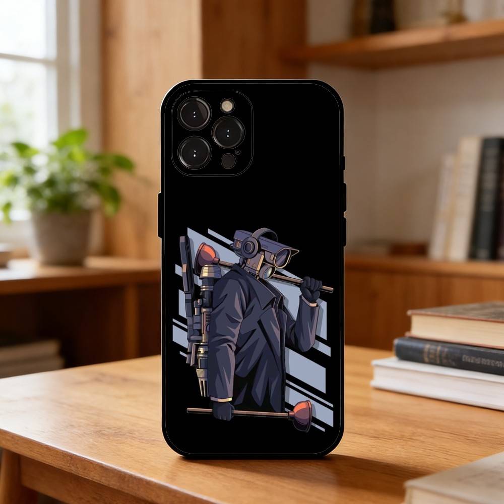 1PC Skibidi T-Toilet ANIME Phone Case For iPhone17,16,15,14,13,12Plus,Pro Max,XS,5G Soft Silicone Black Cover iPhone15