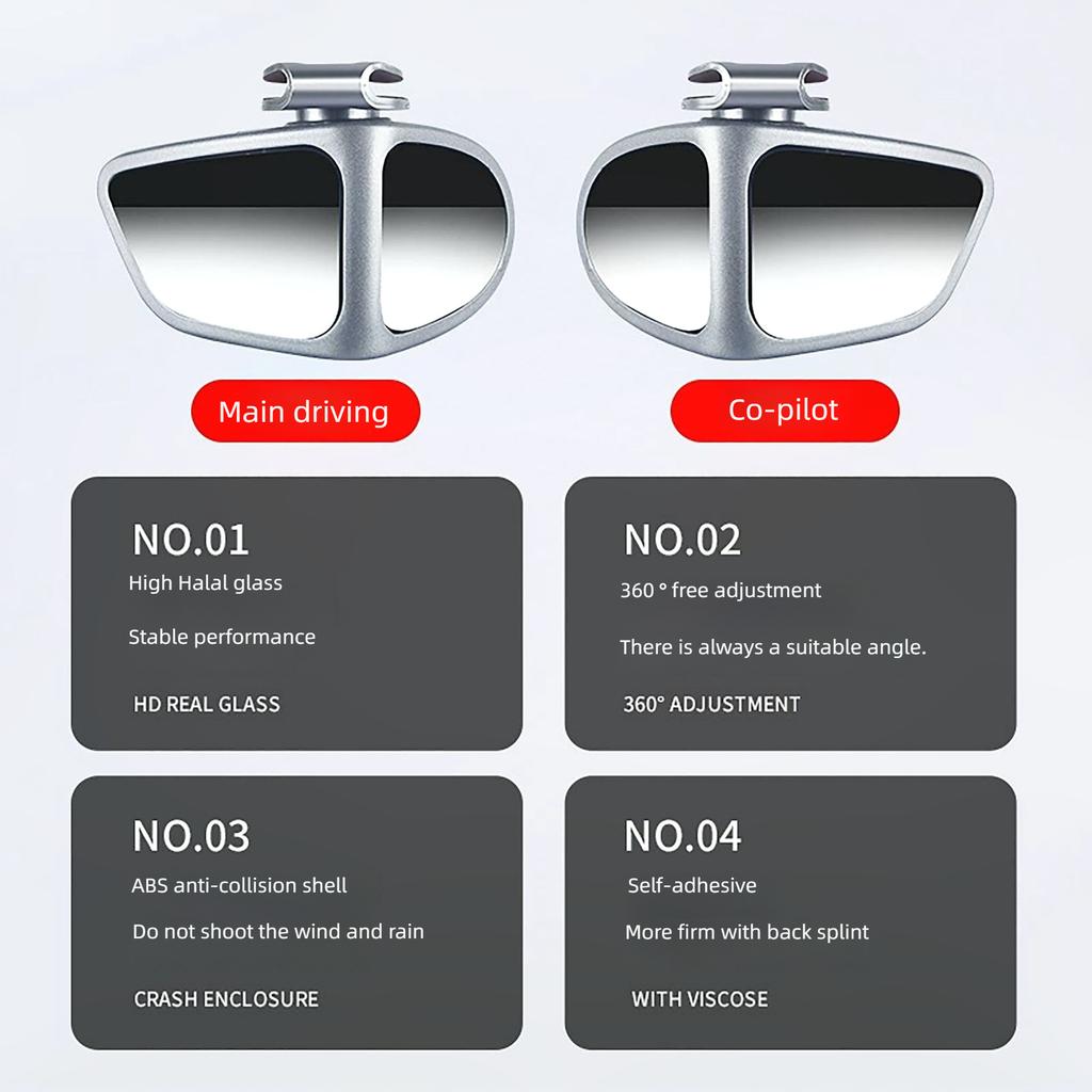 Car Rearview Mirror Blind Spot Mirror Front and Rear Wheels 360° Adjustable Wideangle Blind Spot Reflective Reversing Interior Mirrors6