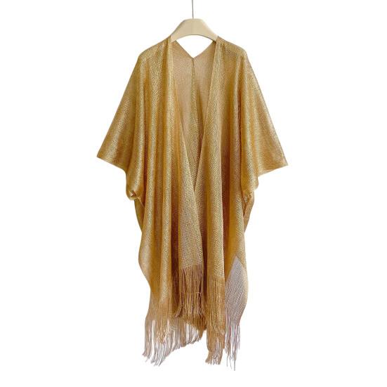 Cover Up Cardigan Metallic Mesh Women Beach Cover Up with Metallic Mesh Fringe Lightweight Breathable Swimsuit Cover