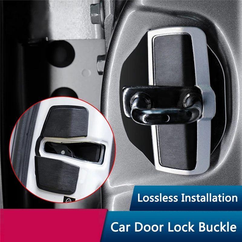 A03E-4Set Car Door Stabilizer Door Lock Protector Latches Stopper Covers For Nissan All Series E12/E13/C27/C28/KICKS/ X-TRAIL Pa