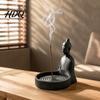 Schreibtisch Räuchergefäß Meditation Buddha Räucherstäbchenhalter, 3D-gedruckt mit Wellenhalter Aschenbecher, Ornament für Yogaraum Home Office Ständer