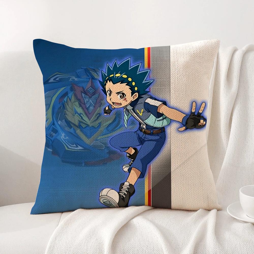 Hot Anime B-Beyblade Cushion Cover Summer Coolness Linen Fabric Double-Sided Printing Pillow Case Sofa Home Decor Gift