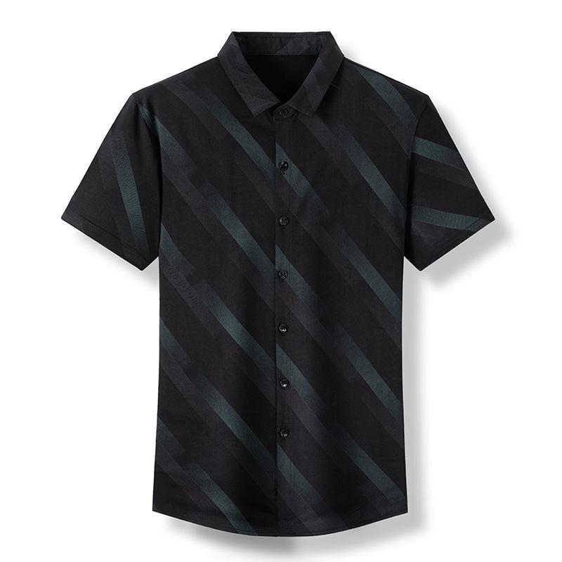 Летняя новая стильная полосатая рубашка с короткими рукавами для мужчин молодого — фото 3