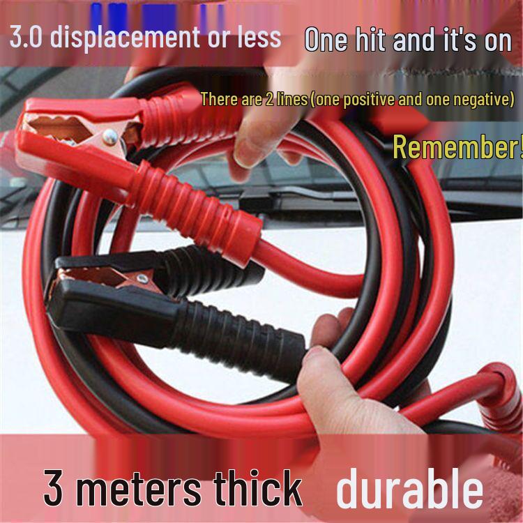 Extra Thick Car-to-Car Jumper Cables with Antifreeze Protection for Emergency Battery Start