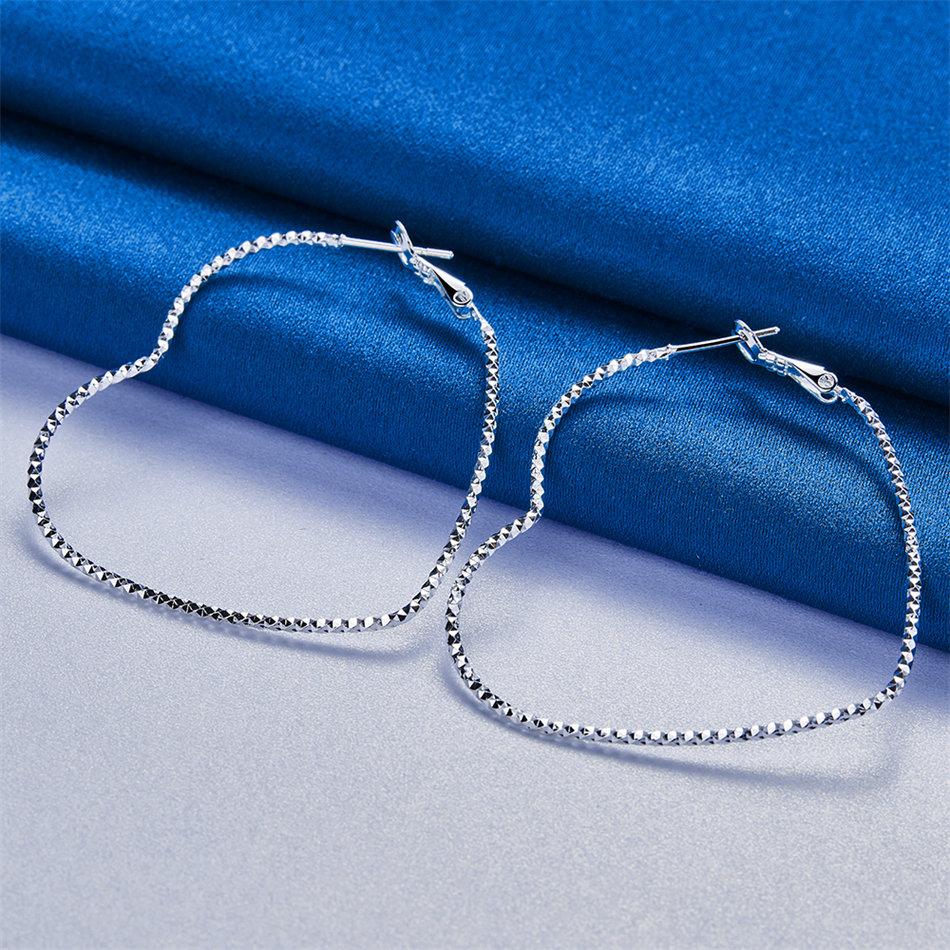 Exquisite 925 Sterling Silver 45mm Sparkling Heart-Shaped Earrings for Women, Stylish Wedding Jewelry Accessories Gifts