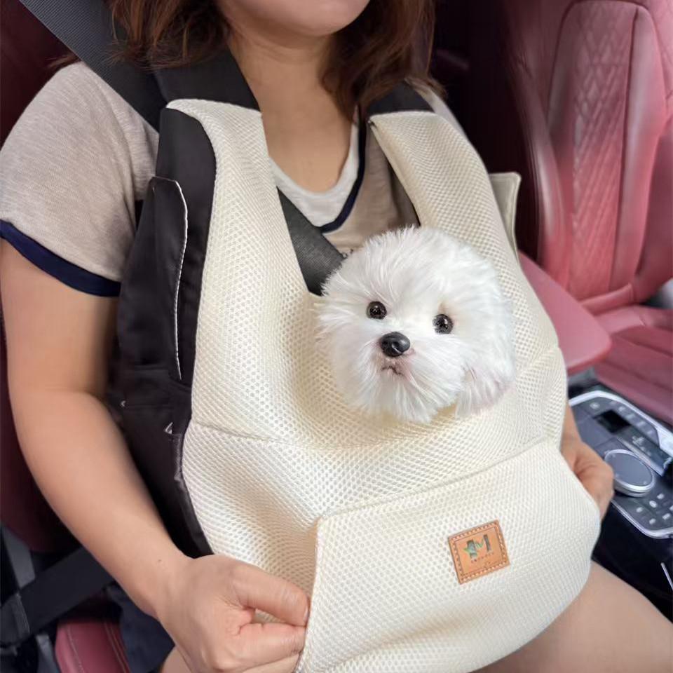 Adjustable Dog Pet Cat Chest Carrier Backpack, Dog Front Carrier Backpack, Mesh windproof Dog Carrier for Hiking Camping Travel
