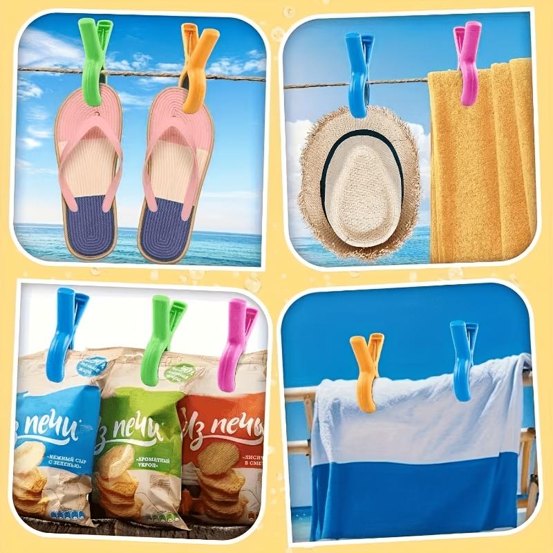 14pcs Random Color Windproof Chair Clips, Oversized Beach Towel Holders, Anti-Slip Clips. Suitable for Pool Lounge Chairs, Outdoor Use