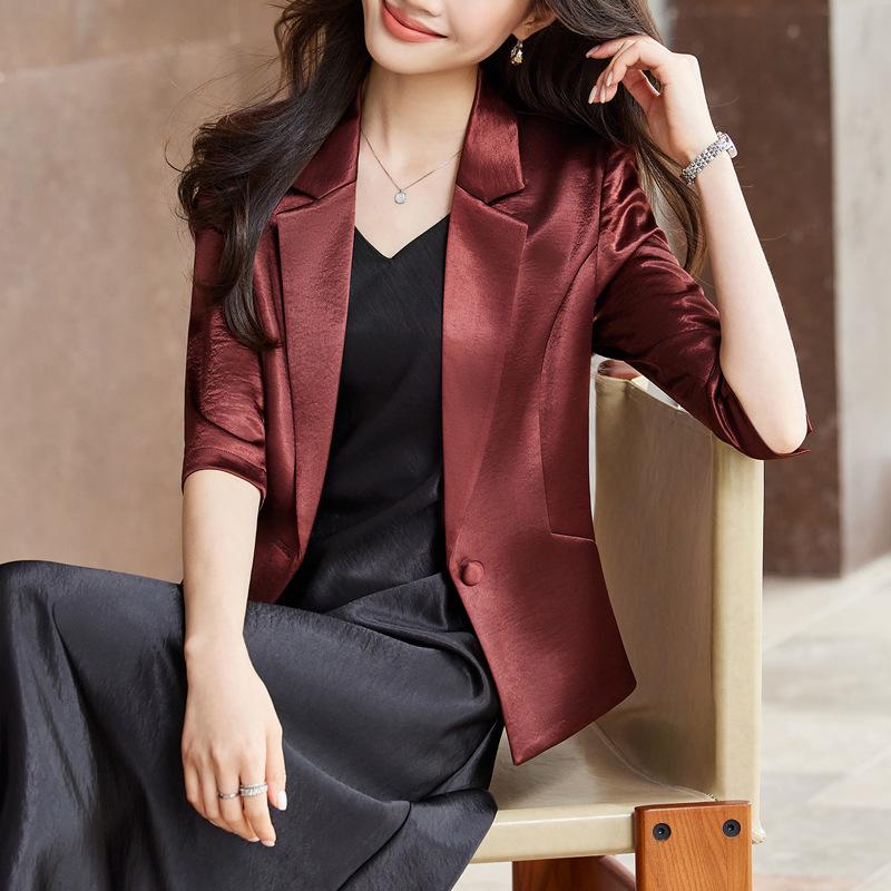 Women's Petite Acetate Satin Blazer & Dress Set - Spring 2026 Collection