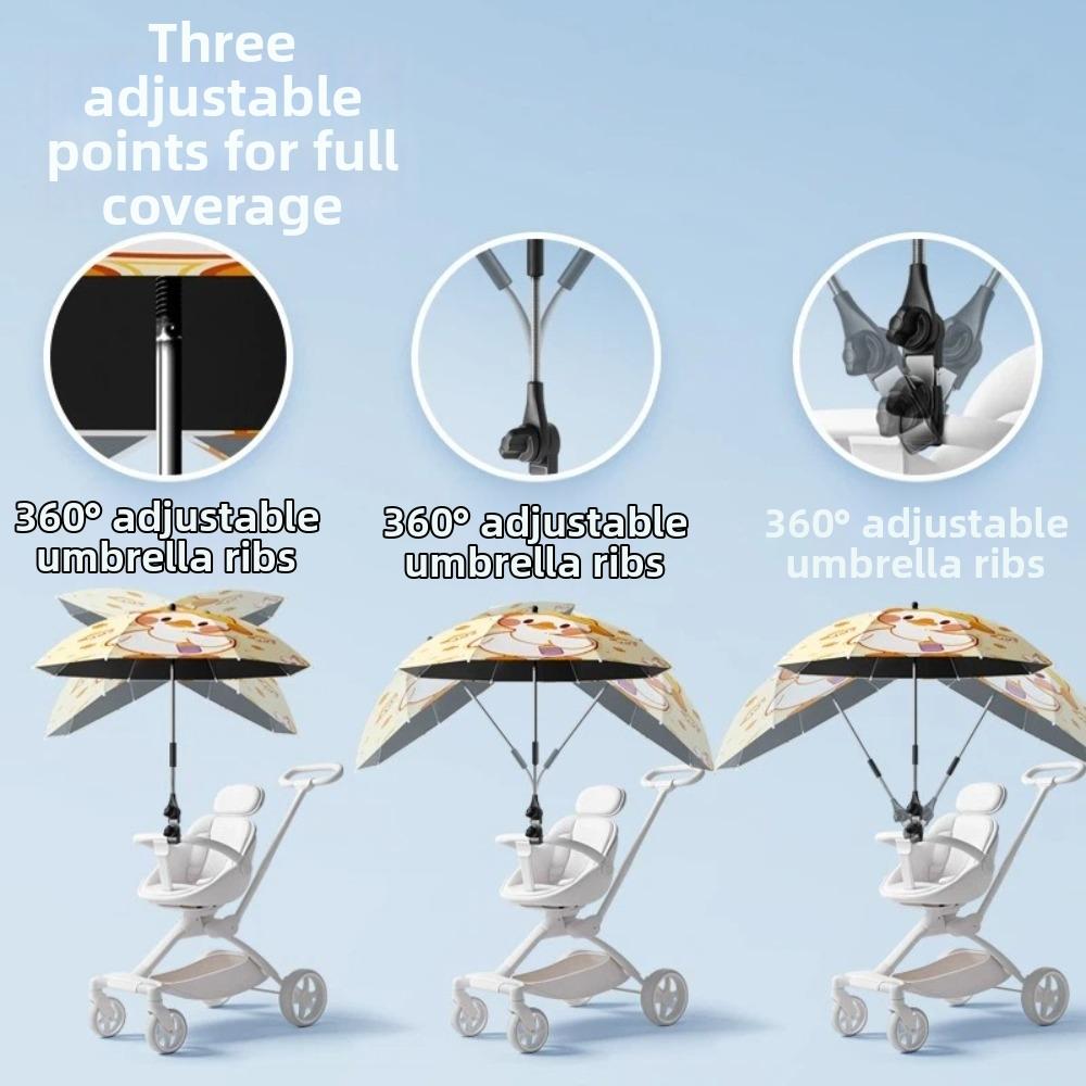 Sun Protection Baby Stroller Umbrella UV Protection Adjustable Stroller Sunshade 360 Degree Rainproof Children Buggy Parasol