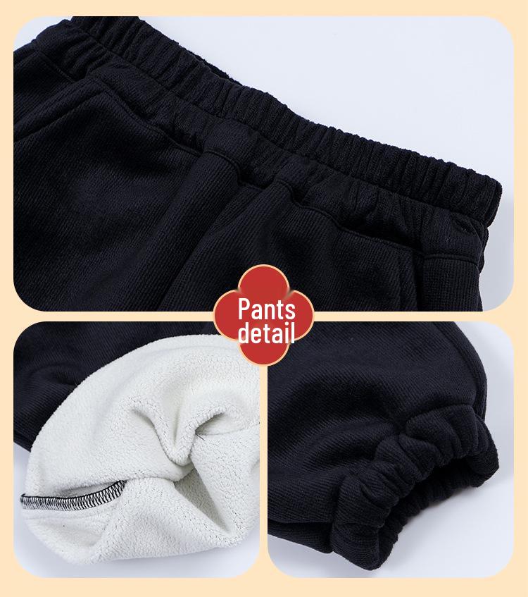 Girls' Winter Chinese Tang Suit Hanfu Set: Velvet, Thick, Trendy Two-Piece New Year Outfit