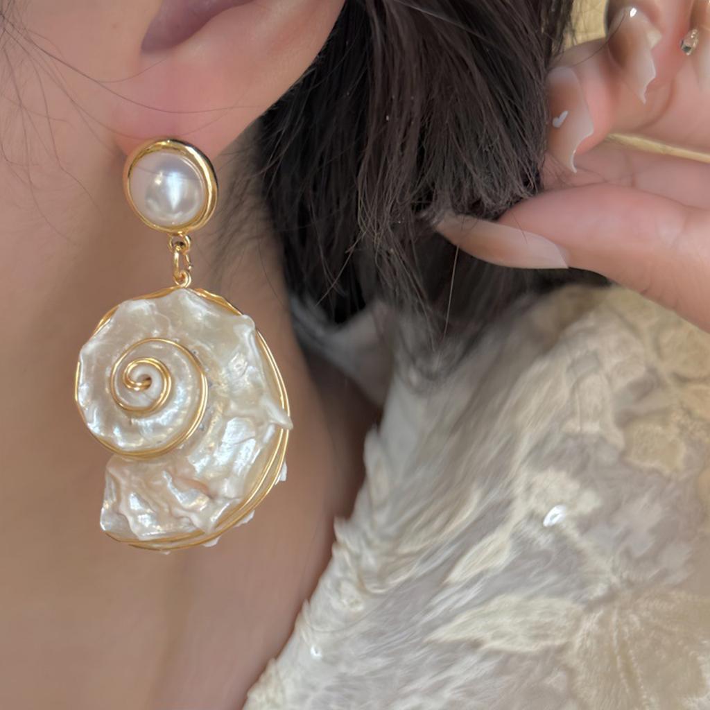 Coastal Style Drop Earrings Shell And Crab Design Asymmetric Alloy Jewelry Versatile Vacation Ear Accessories