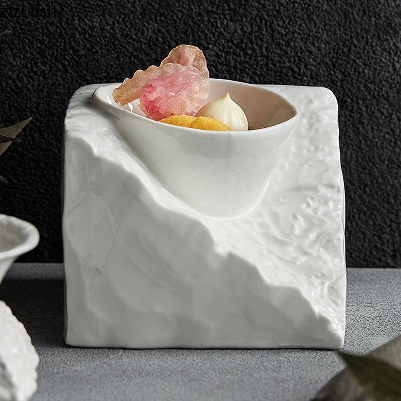 Irregular Shape Ceramic Ramen Noodle Bowl Dinner Plates Soup Pot Restaurant Solid Color Tableware Snack Dessert Plate Salad Bowl