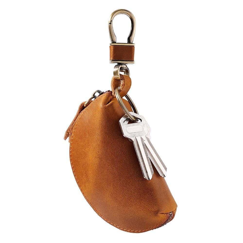 Multi-Color Key Case with Carabiner Crazy Horse Leather Key Storage Bag Leather Key Holder  Car Key