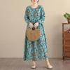 DIMANAF Neu 2025 Damen Übergröße Frühling Langes Kleid Locker Basic Vintage Oversize Langarm Maxi Floral